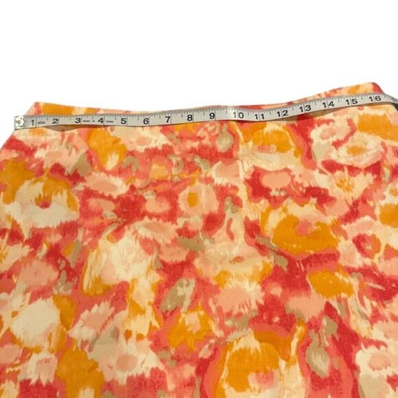 Talbots Pencil Skirt Pink and Orange Floral Lined Back Zip and Slit Size 12P - Picture 9 of 10